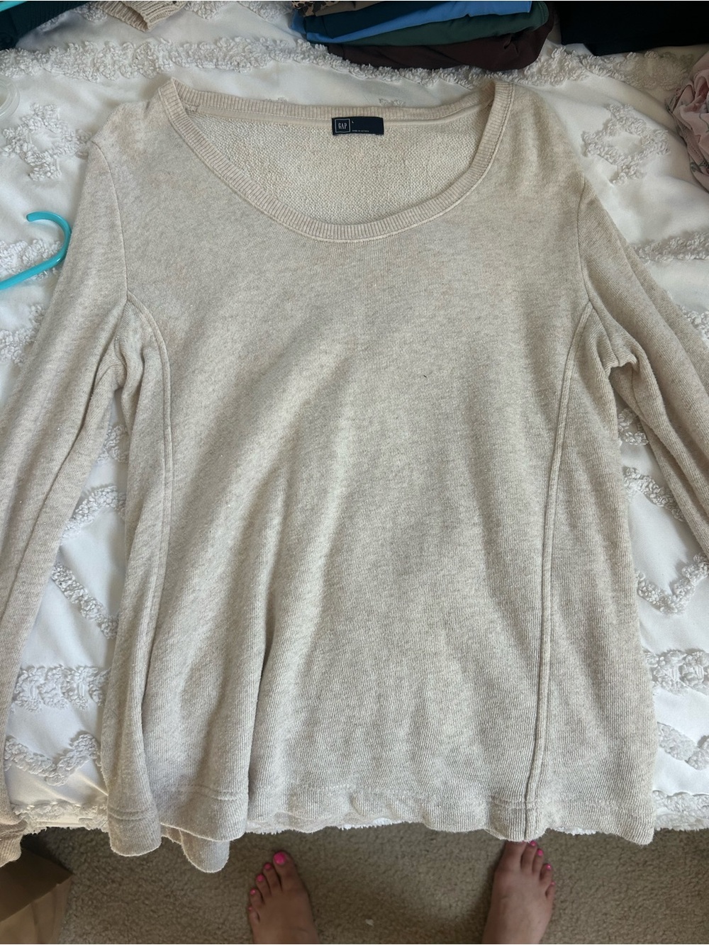 Gap Large Light Beige Knit Long Sleeve Sweater